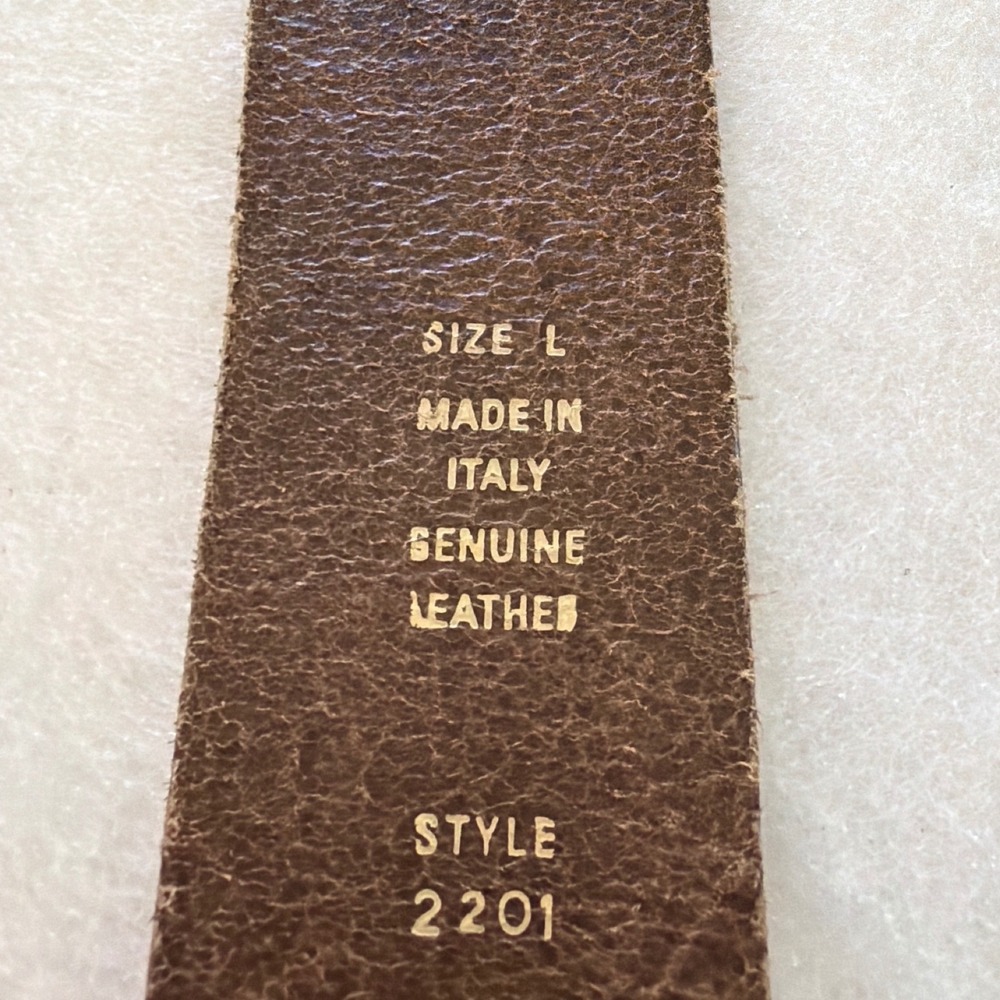 Garuglieri Italy Brown Leather Floral Embossed Belt Silver Flower Buckle Large - Picture 2 of 10